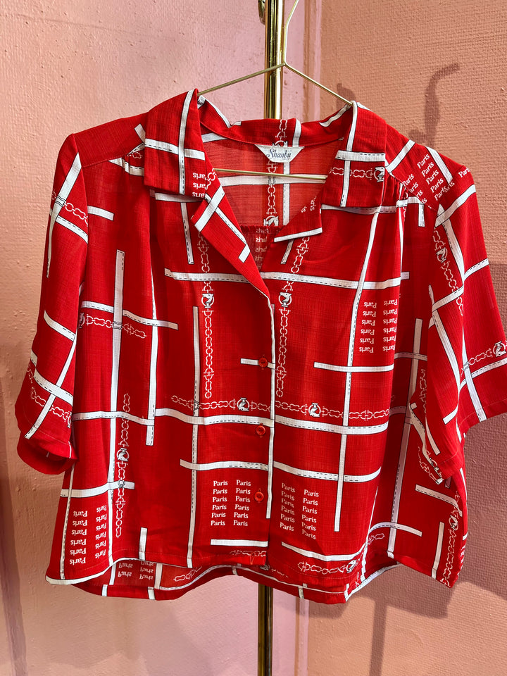 Vintagebluse - 525 Rød Paris str L