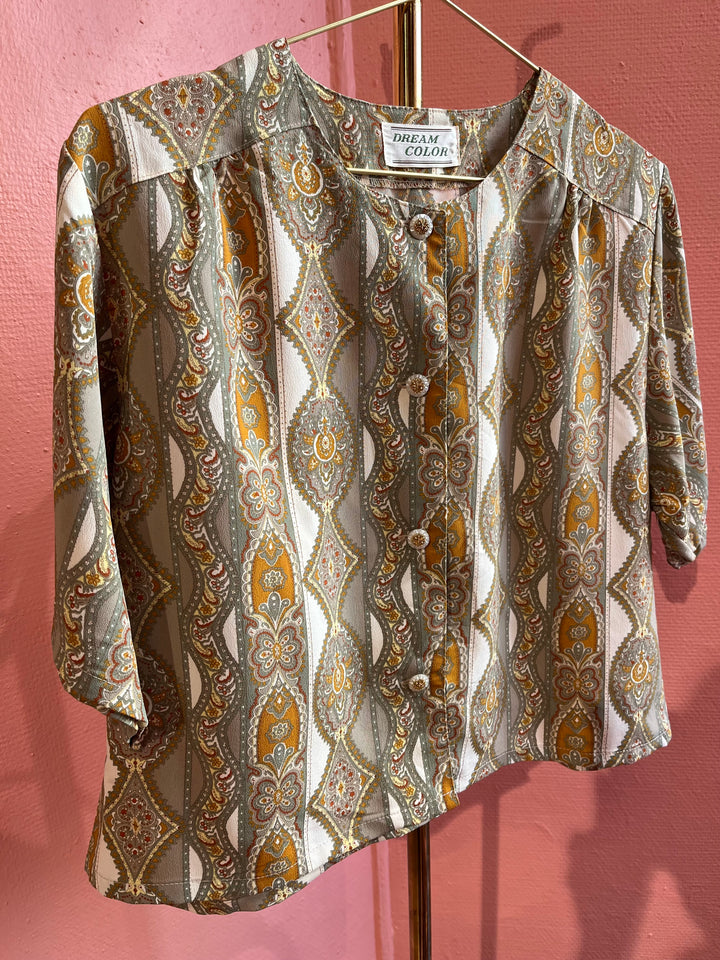 Vintagebluse - 516 Orientalsk tapet str L