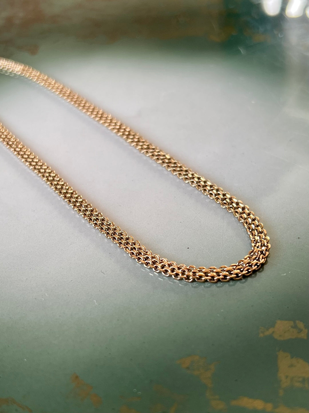 Frøken Dianas Salonger Halskjede Braided chain flettet lenke rustfritt stål gullforgylt