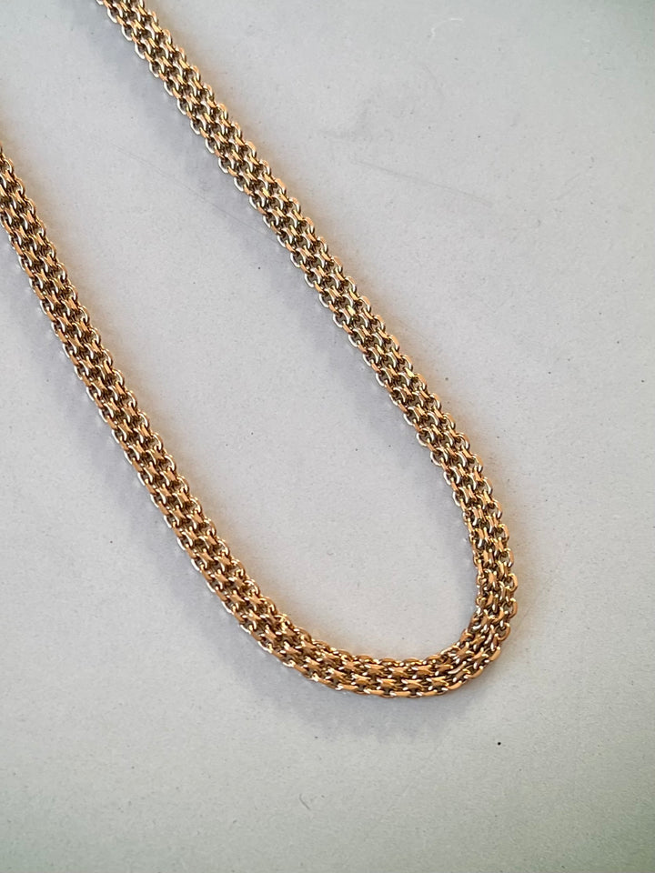 Frøken Dianas Salonger Halskjede Braided chain flettet lenke rustfritt stål gullforgylt