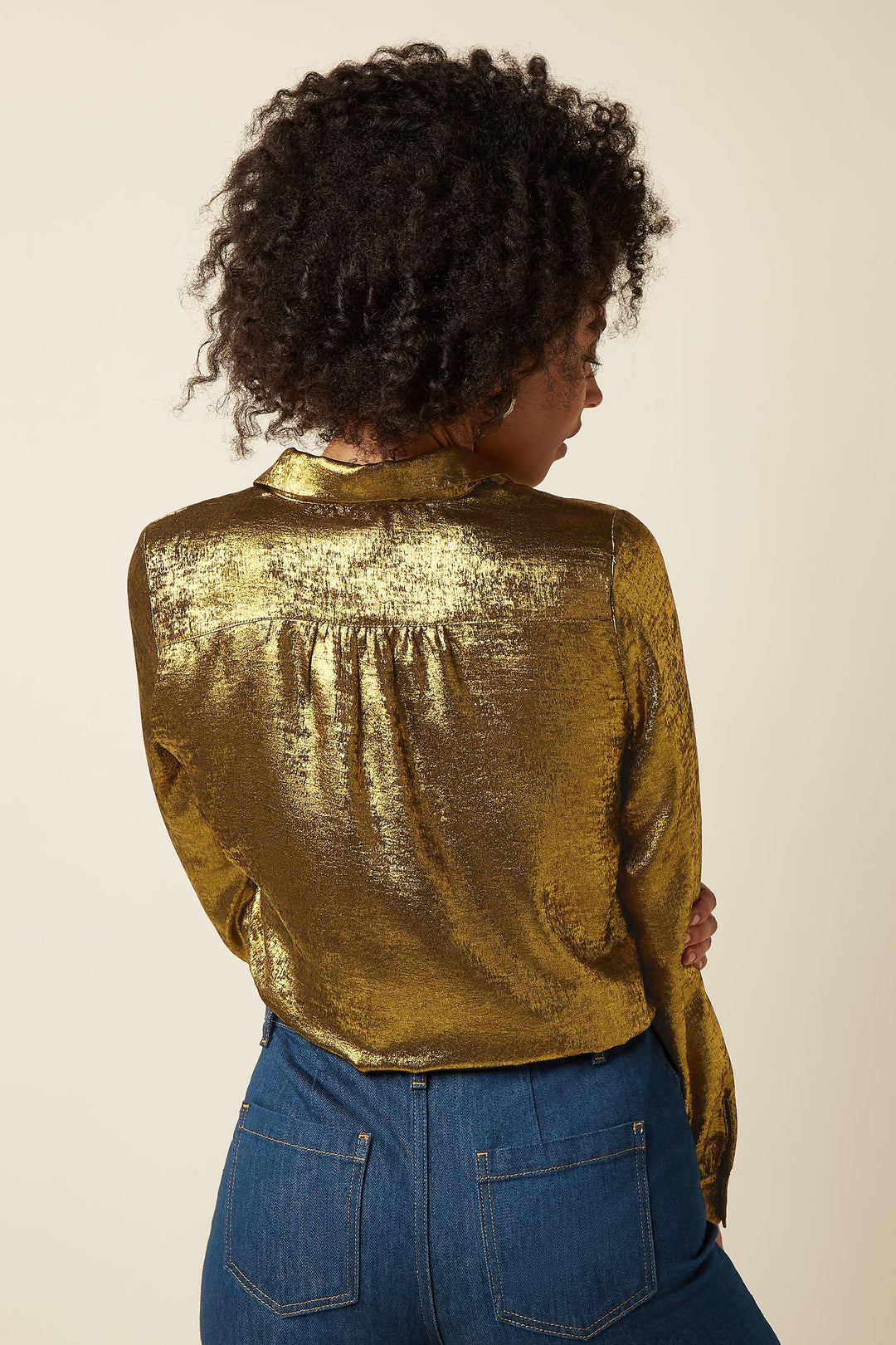 Frøken Dianas Salonger Maisie Flambe bluse gull gold partybluse skinnende King Louie 