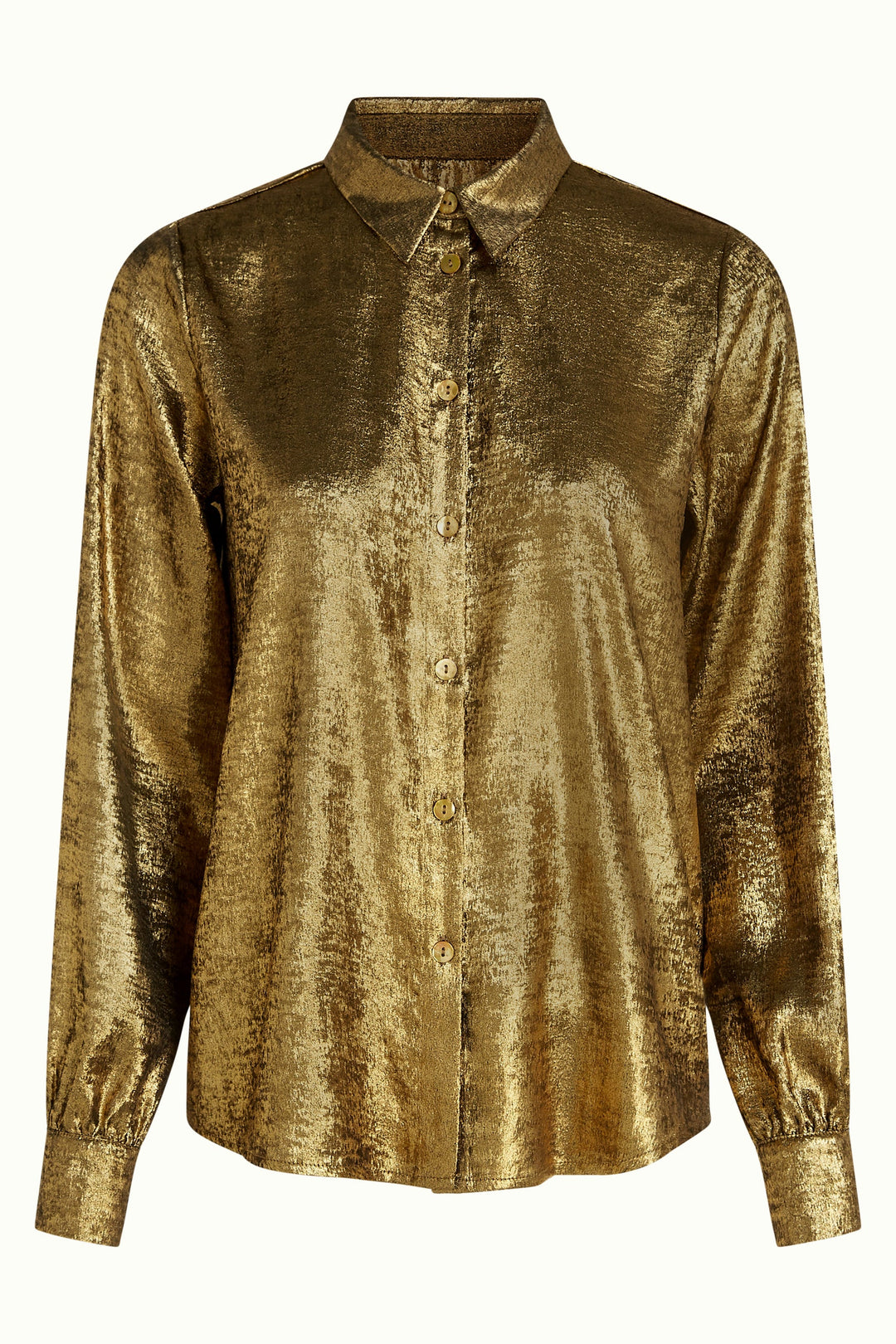 Frøken Dianas Salonger Maisie Flambe bluse gull gold partybluse skinnende King Louie 