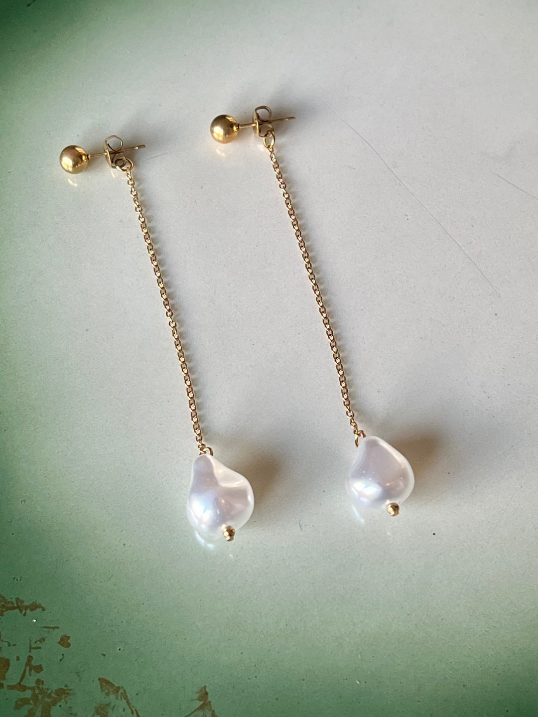 Frøken Dianas Salonger Chain Pearl drops øredobber hengende lenke chain perle pearl