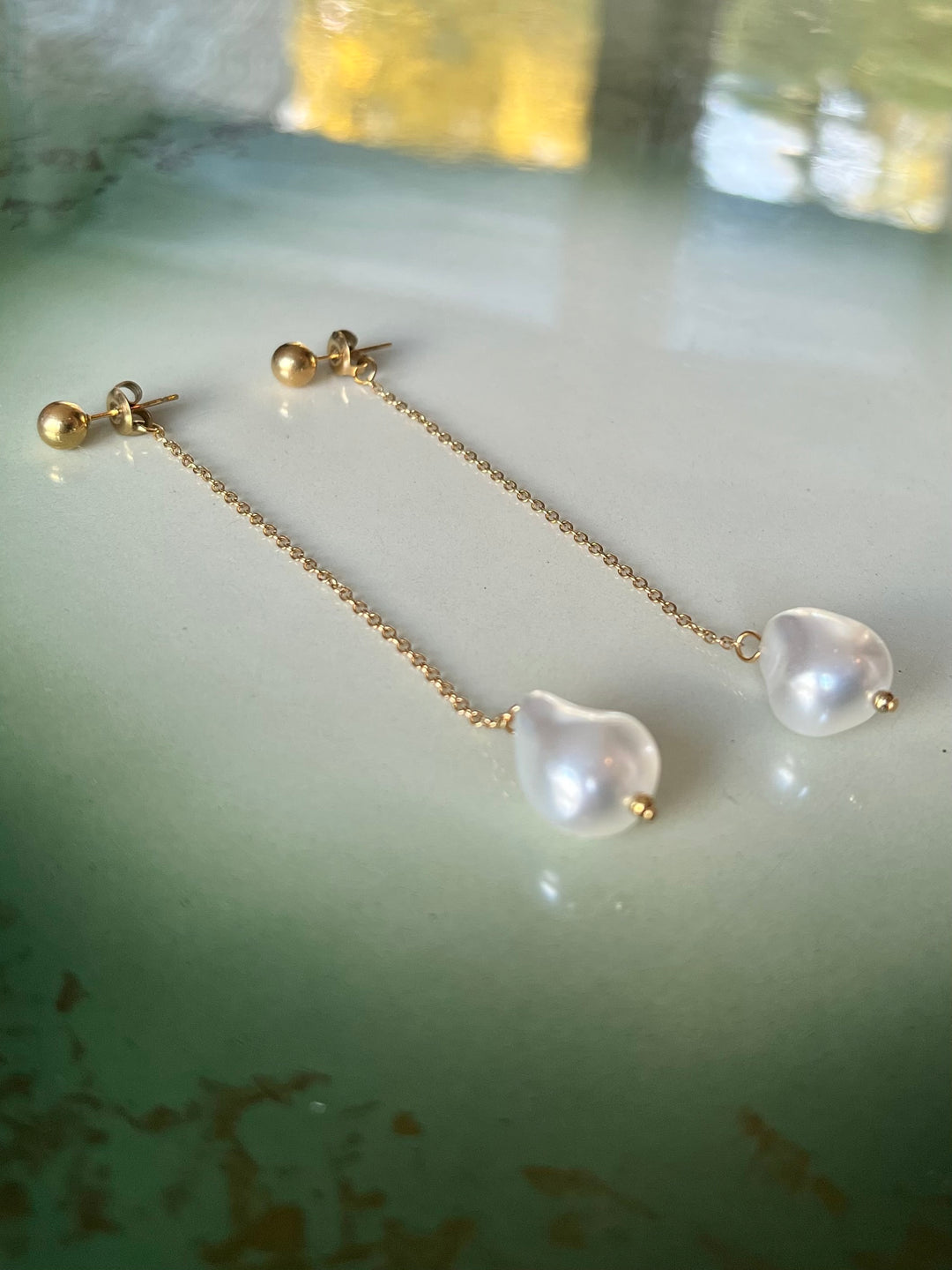 Frøken Dianas Salonger Chain Pearl drops øredobber hengende lenke chain perle pearl