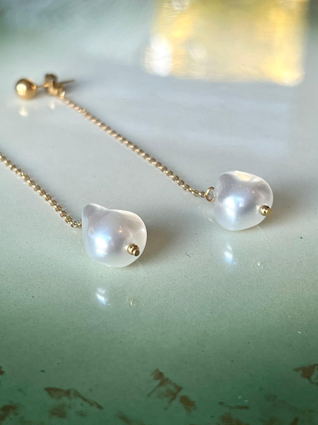 Frøken Dianas Salonger Chain Pearl drops øredobber hengende lenke chain perle pearl