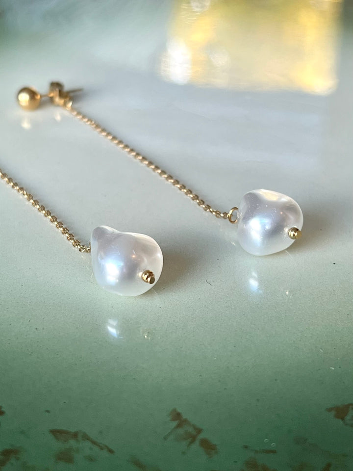 Frøken Dianas Salonger Chain Pearl drops øredobber hengende lenke chain perle pearl