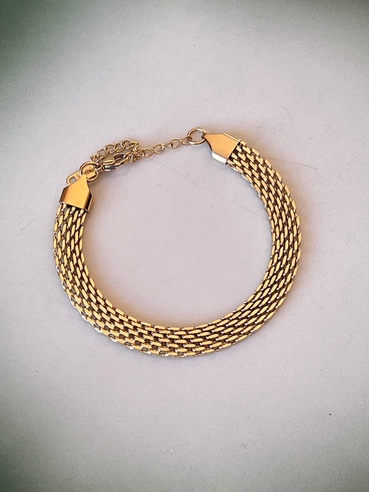 Frøken Dianas Salonger Vintagelenke leddet Armbånd Vintageinspirert Gullforgylt Rustfritt Stål
