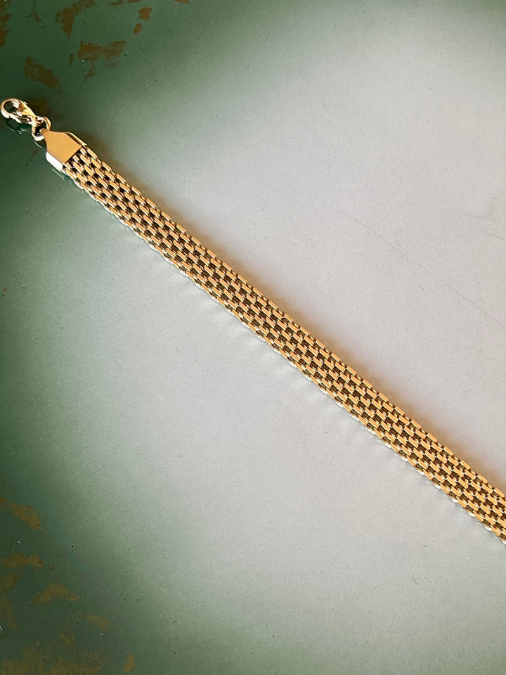 Frøken Dianas Salonger Vintagelenke leddet Armbånd Vintageinspirert Gullforgylt Rustfritt Stål