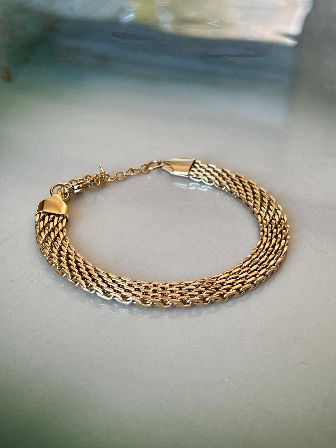 Frøken Dianas Salonger Vintagelenke leddet Armbånd Vintageinspirert Gullforgylt Rustfritt Stål