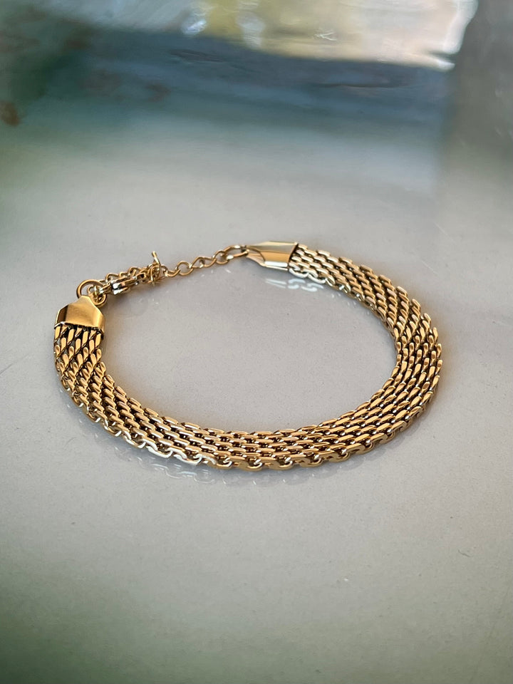 Frøken Dianas Salonger Vintagelenke leddet Armbånd Vintageinspirert Gullforgylt Rustfritt Stål