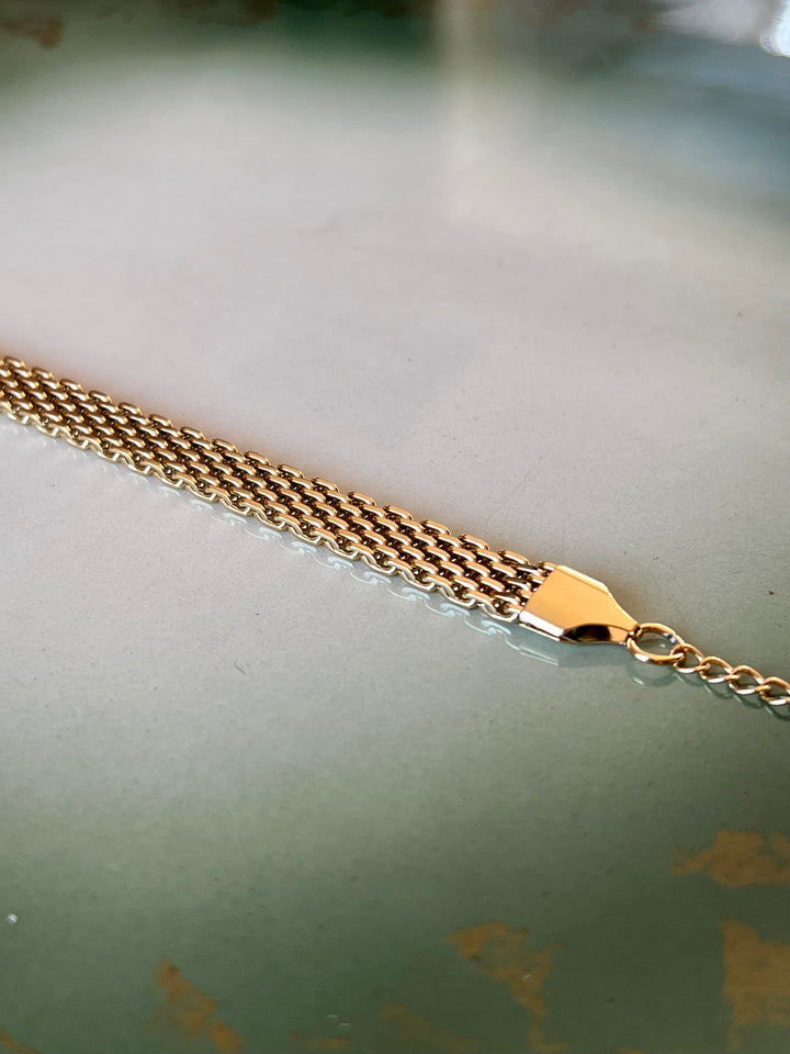 Frøken Dianas Salonger Vintagelenke leddet Armbånd Vintageinspirert Gullforgylt Rustfritt Stål
