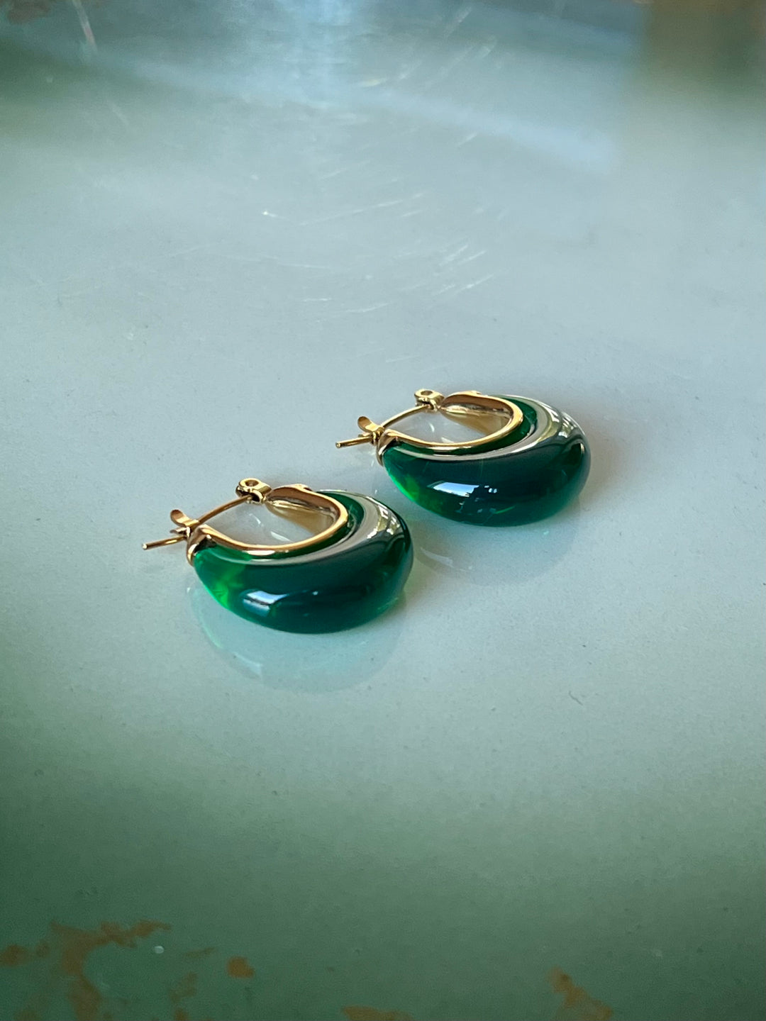 Frøken Dianas Salonger Marbled Drops Hoops Grønn Green