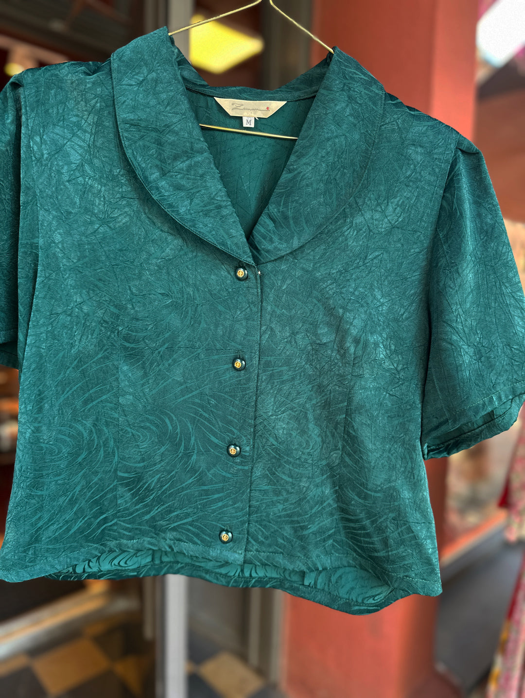 Vintagebluse - 382 Sjøgrønn drøm str S