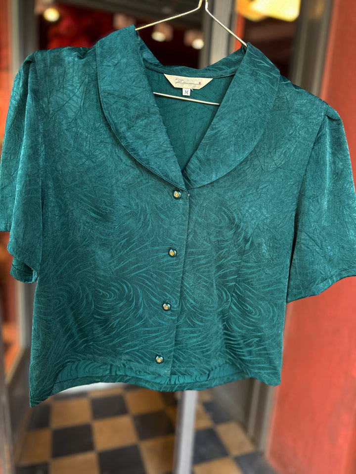 Vintagebluse - 382 Sjøgrønn drøm str S