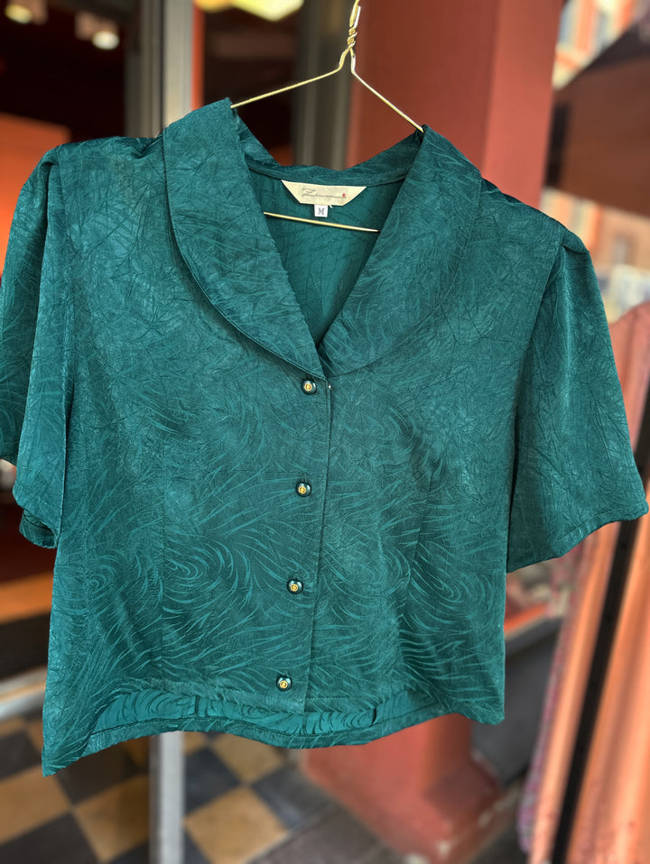 Vintagebluse - 382 Sjøgrønn drøm str S