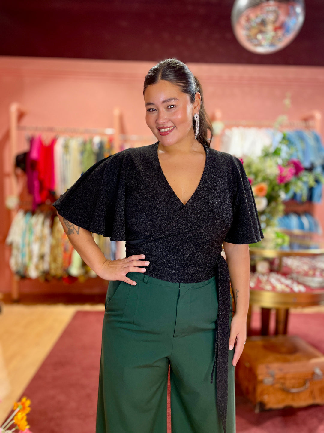 Elvira top lurex - svart