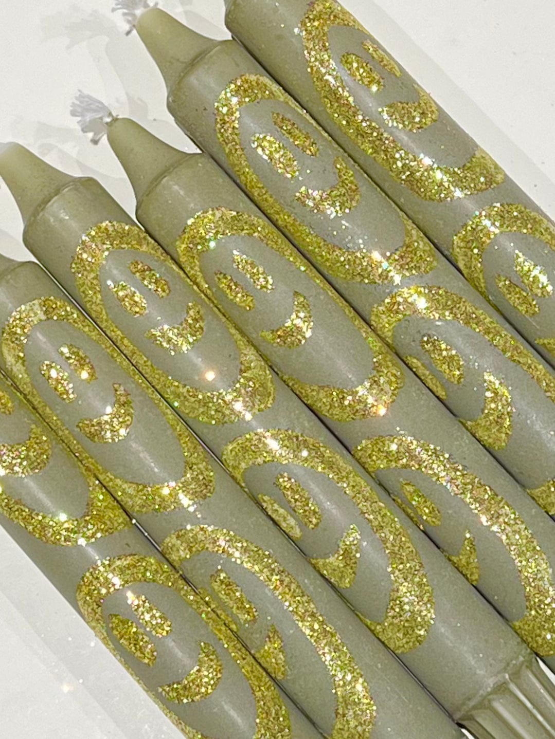 Ahne light stearinlys Stearinlys - glitter smil/oliven grønn