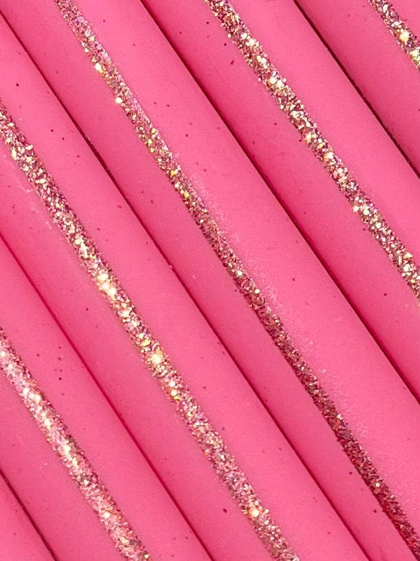 Ahne light stearinlys Stearinlys - mørkerosa/glitterstripe