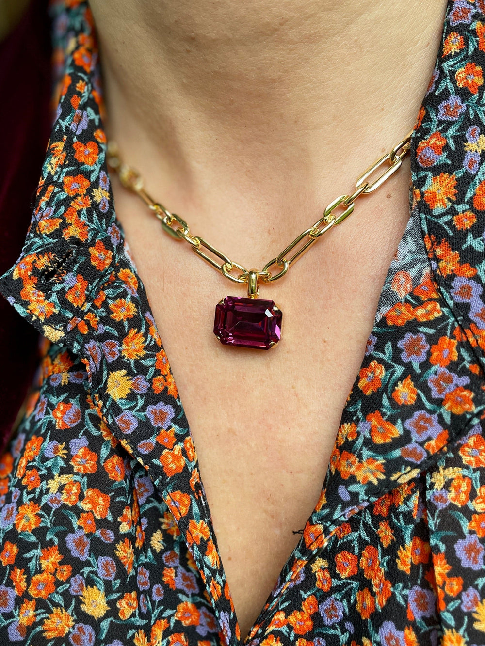 Caroline Svedbom halskjeder Lydia chain necklace - dark rose