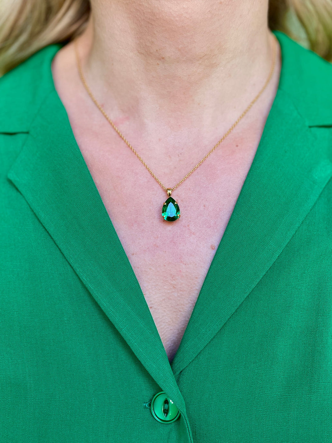 Caroline Svedbom halskjeder Mini drop necklace - majestic green