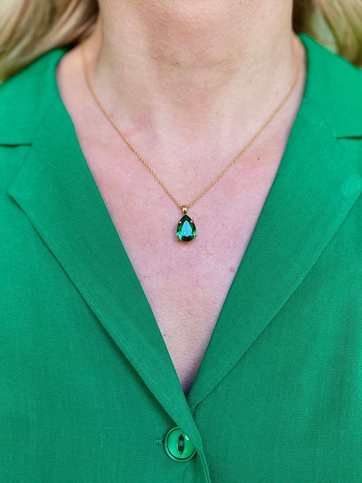 Caroline Svedbom halskjeder Mini drop necklace - majestic green