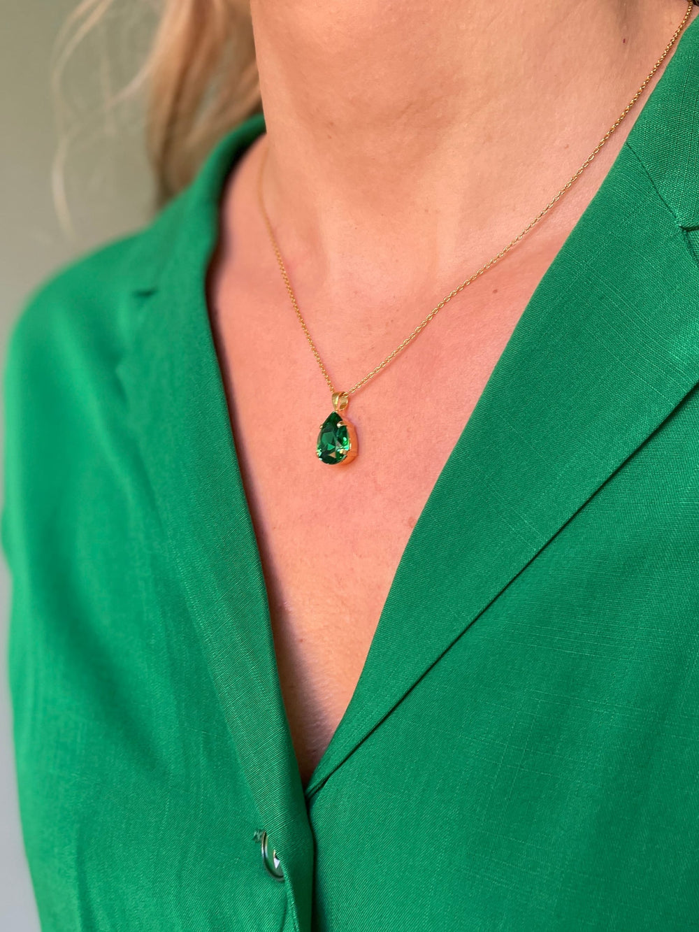 Caroline Svedbom halskjeder Mini drop necklace - majestic green