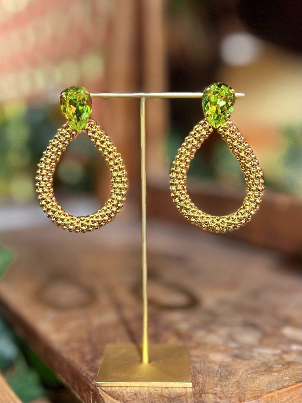 Caroline Svedbom øredobber Classic Rope earrings - citrus green