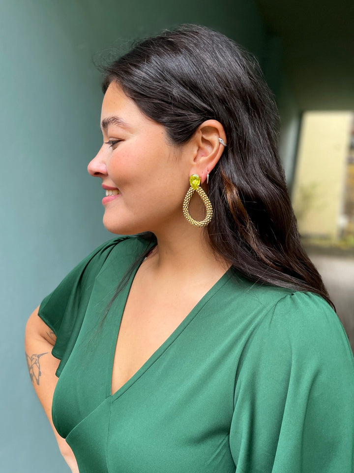 Caroline Svedbom øredobber Classic Rope earrings - citrus green