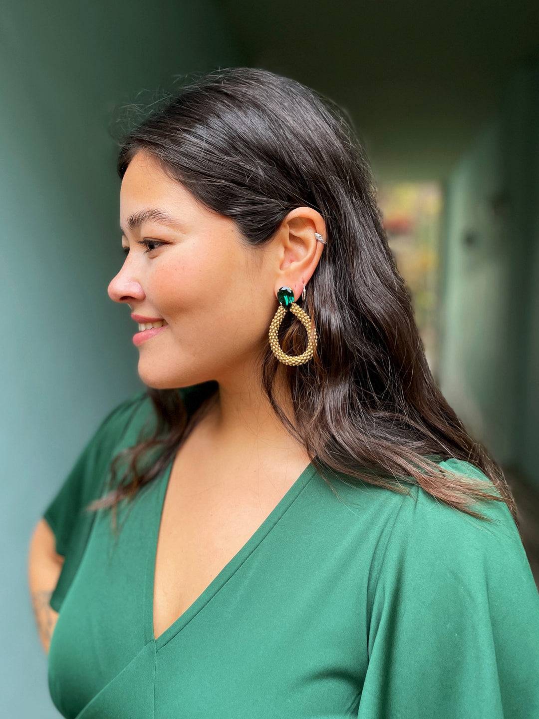 Caroline Svedbom øredobber Classic Rope earrings - emerald
