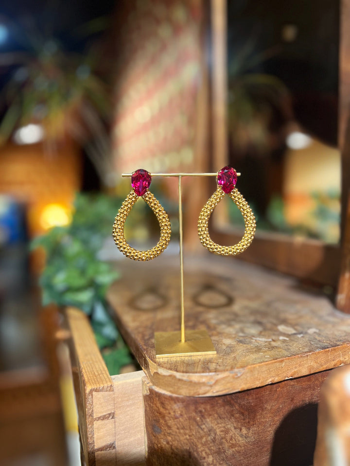 Caroline Svedbom øredobber Classic Rope earrings - fuschia