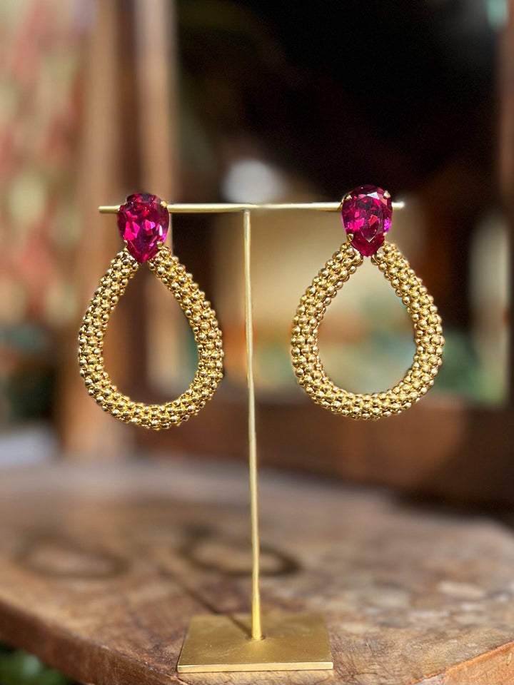 Caroline Svedbom øredobber Classic Rope earrings - fuschia