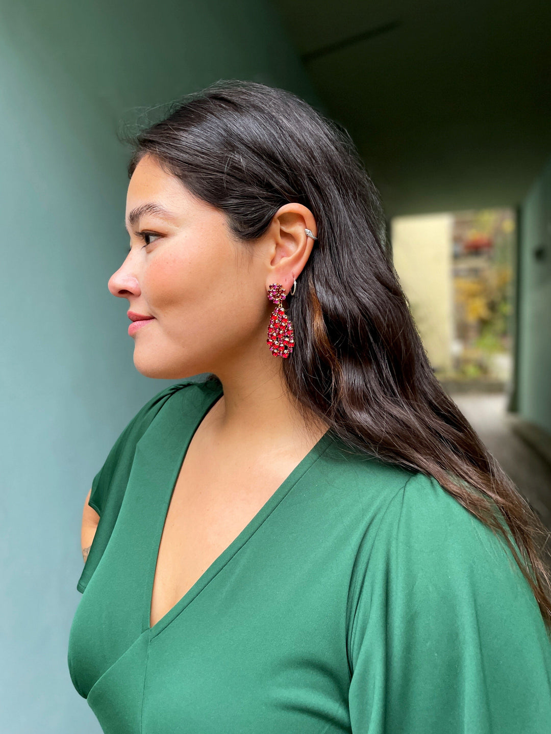 Caroline Svedbom øredobber Hanna earrings - scarlet/fuchsia
