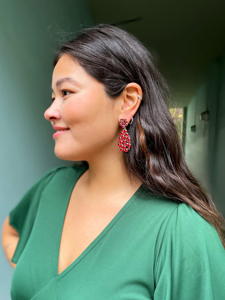 Caroline Svedbom øredobber Hanna earrings - scarlet/fuchsia