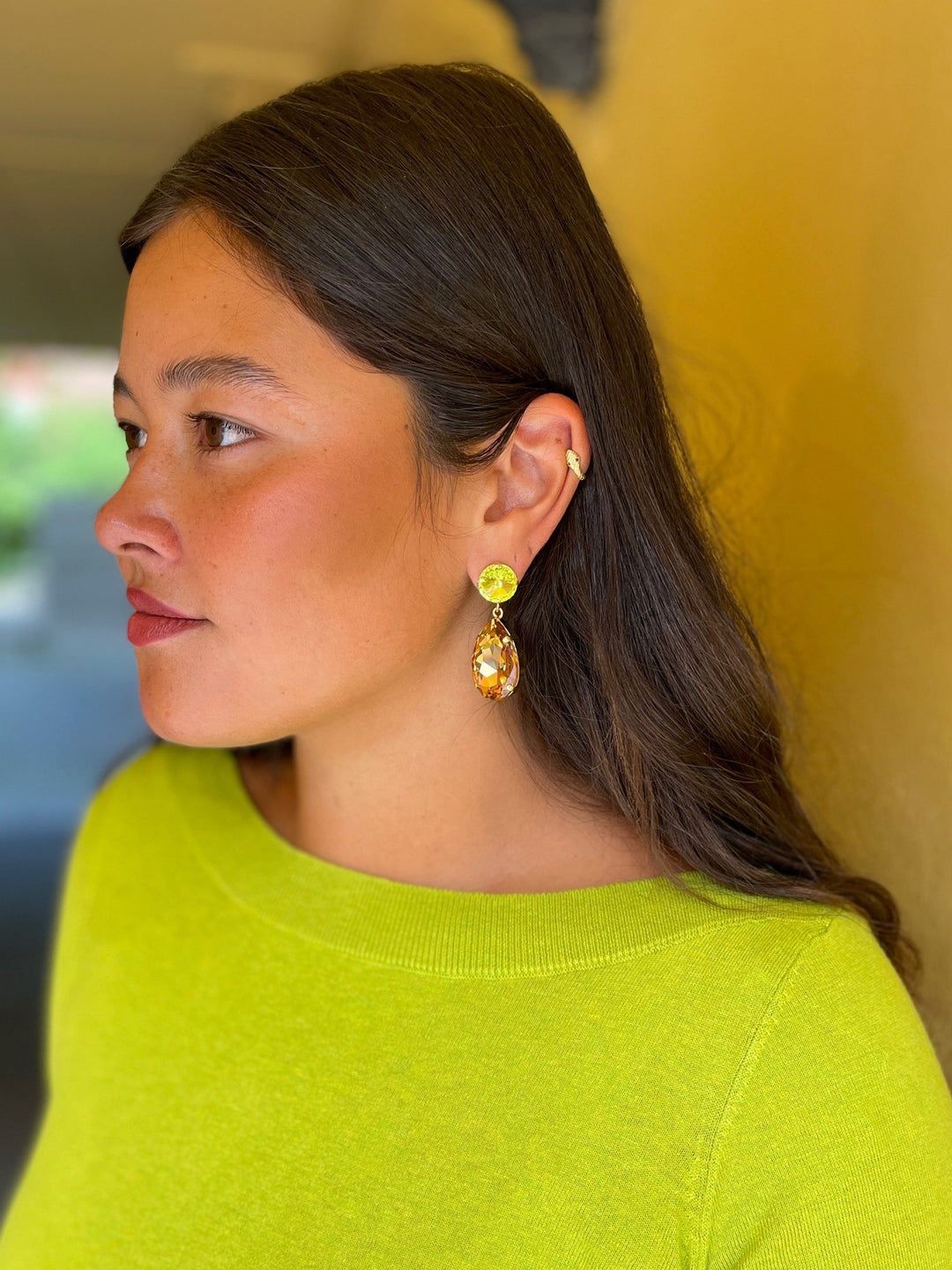 Caroline Svedbom øredobber Perfect drop earrings - citrus green/light colorado topaz