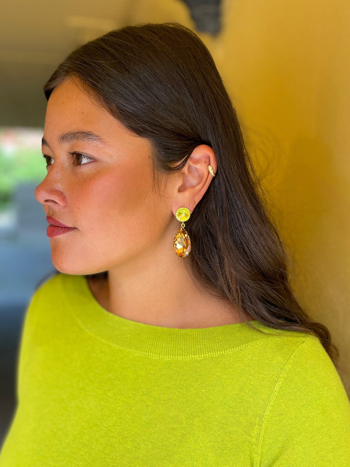 Caroline Svedbom øredobber Perfect drop earrings - citrus green/light colorado topaz