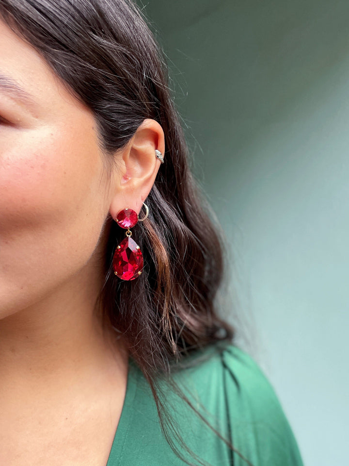 Caroline Svedbom øredobber Perfect drop earrings - mulberry red