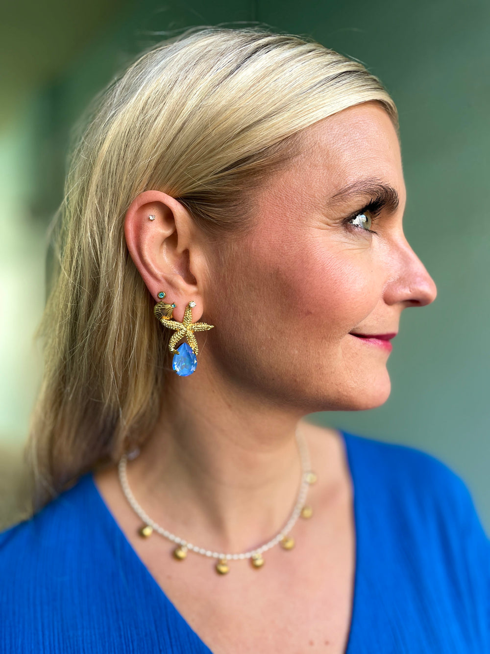 Caroline Svedbom øredobber Sea Star Drop earrings - ocean blue delite