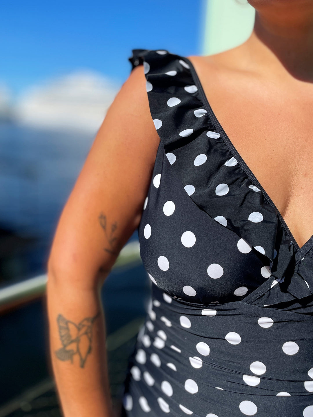 Cras Badedrakt Agnes badedrakt - black white dot