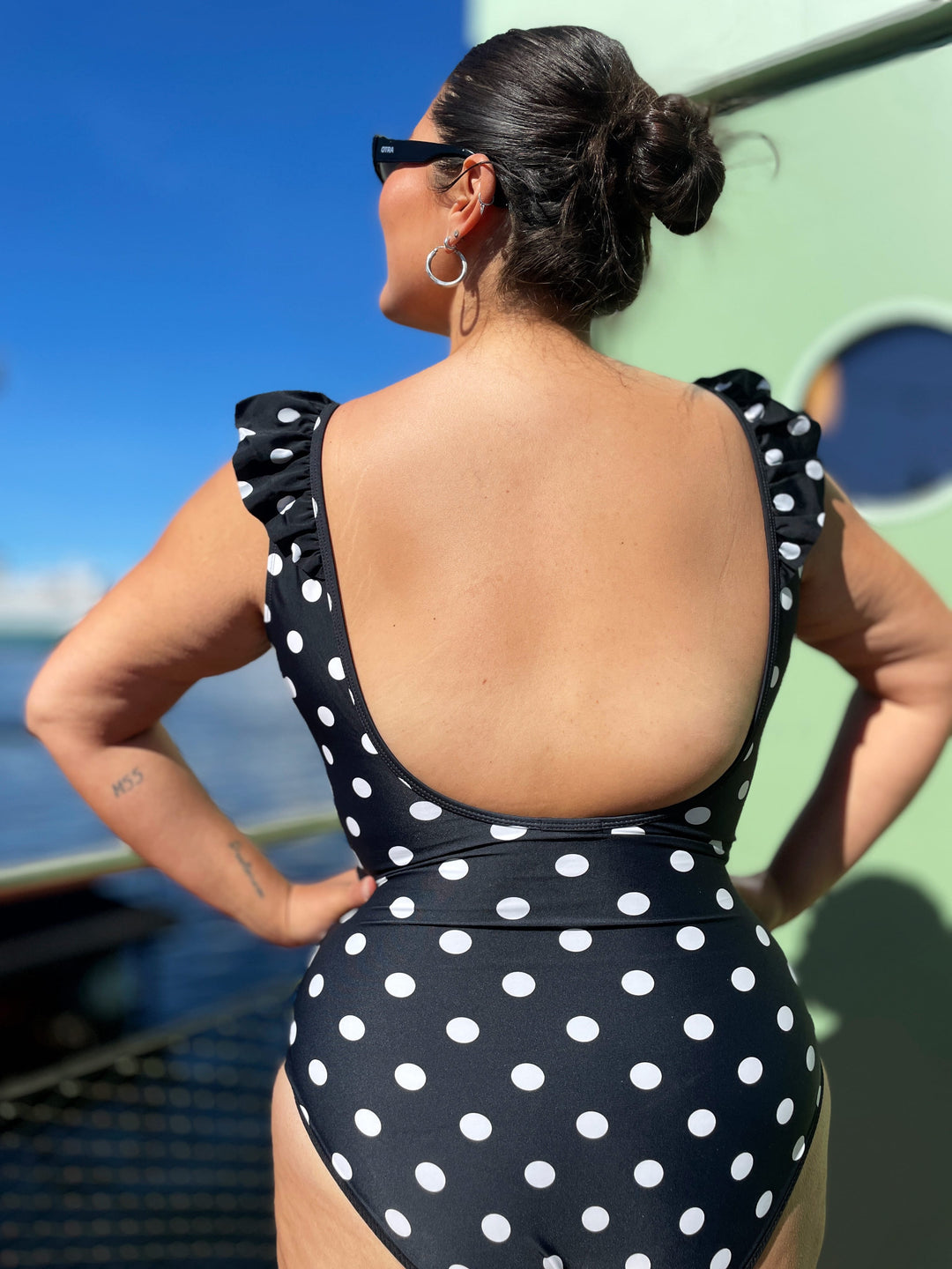 Cras Badedrakt Agnes badedrakt - black white dot
