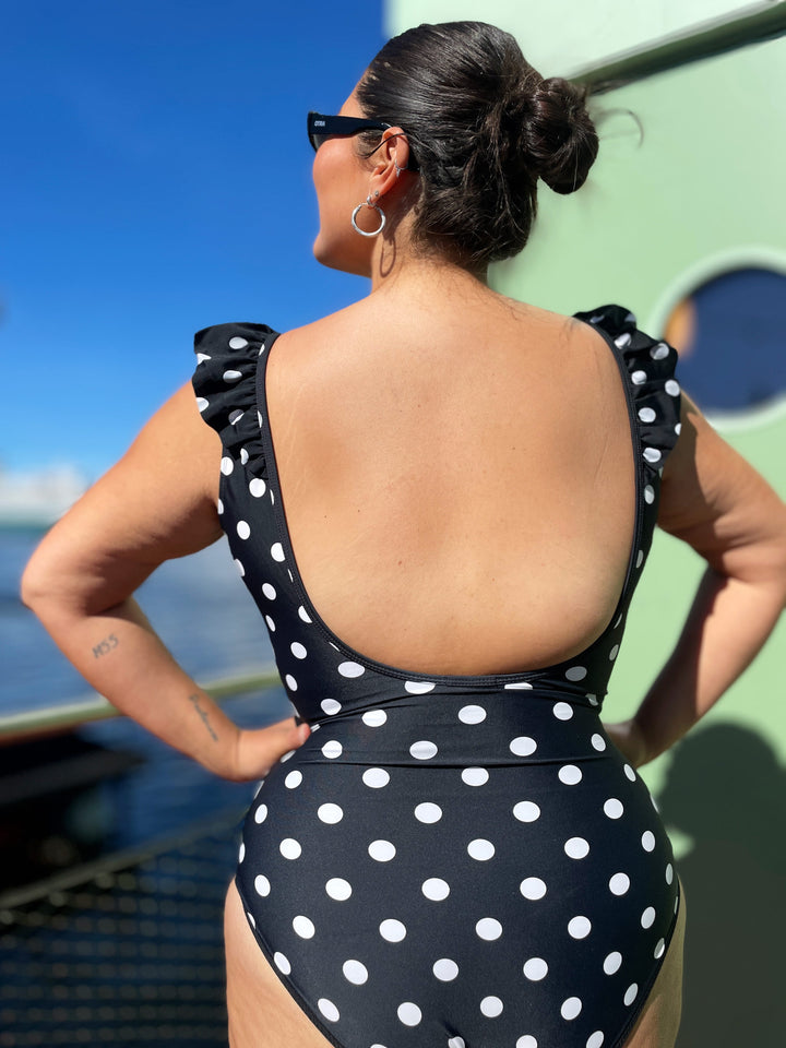 Cras Badedrakt Agnes badedrakt - black white dot