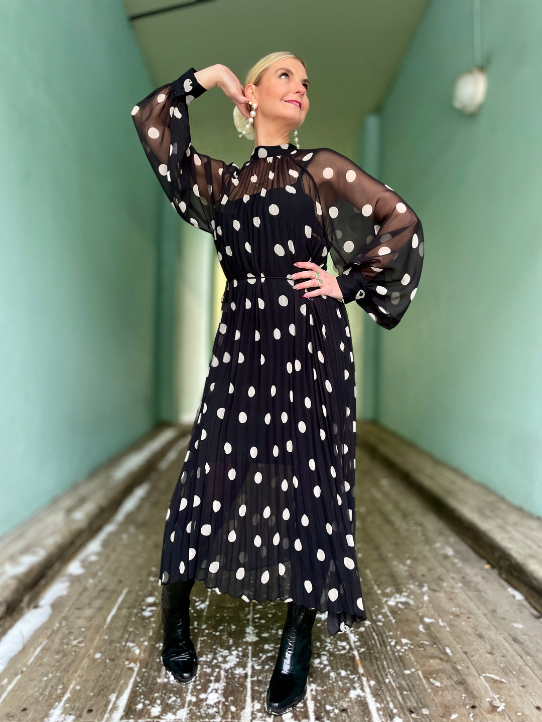 Cras kjoler Rachel kjole - black white dot