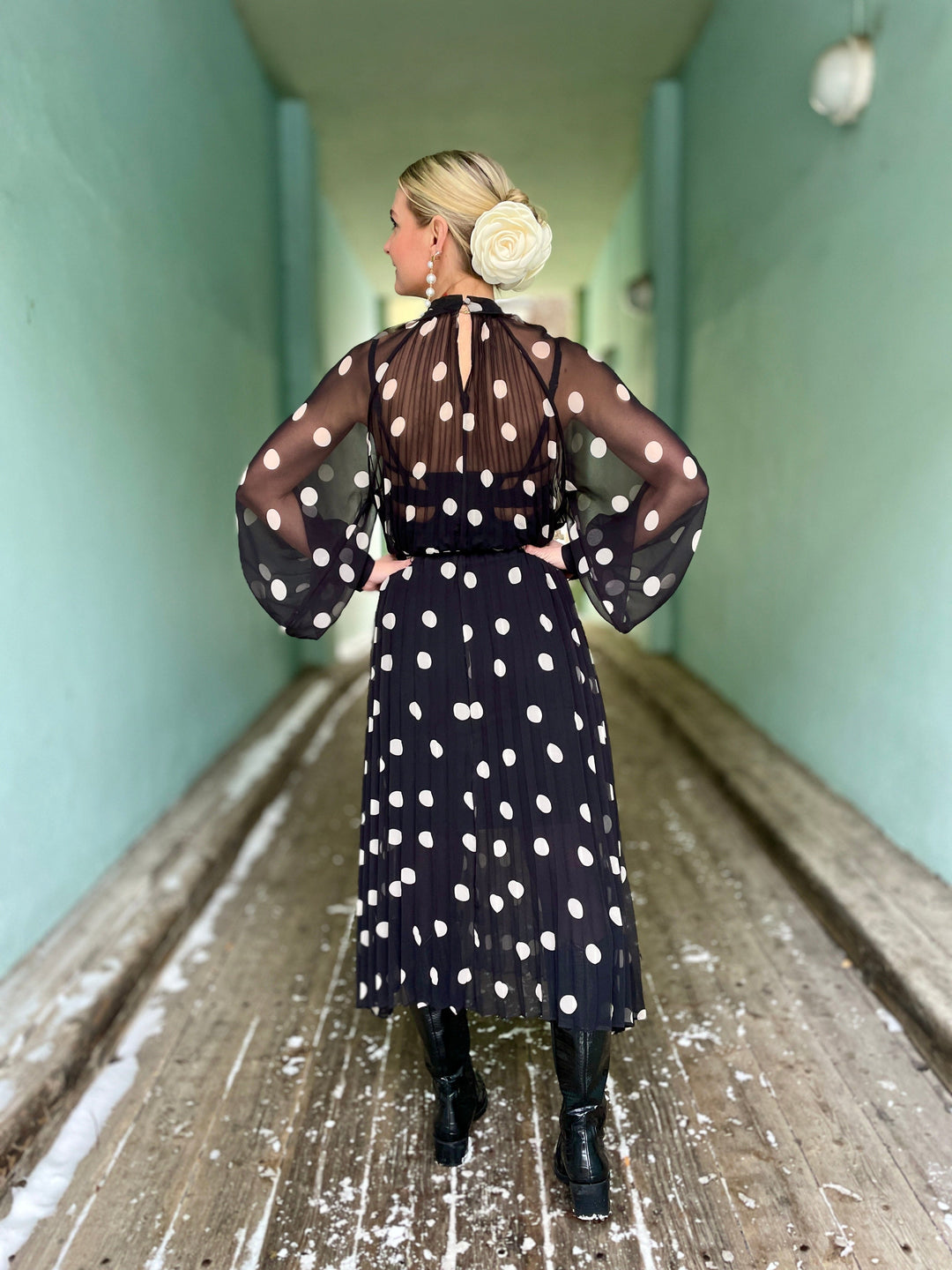 Cras kjoler Rachel kjole - black white dot