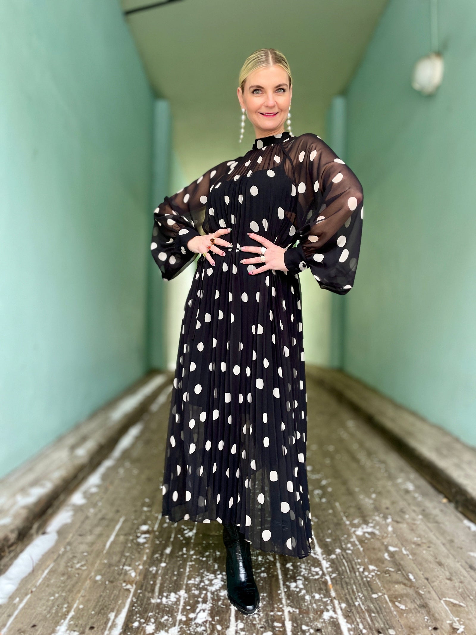 Cras kjoler Rachel kjole - black white dot