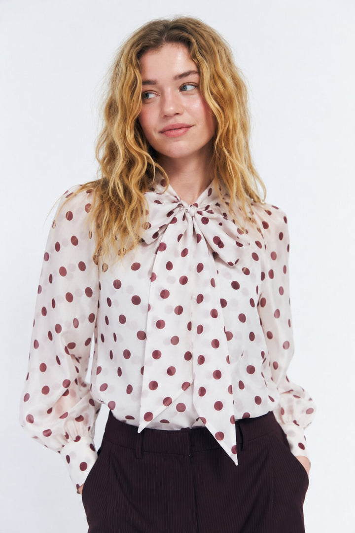 Cras Topper Ethel bluse - plomme prikker