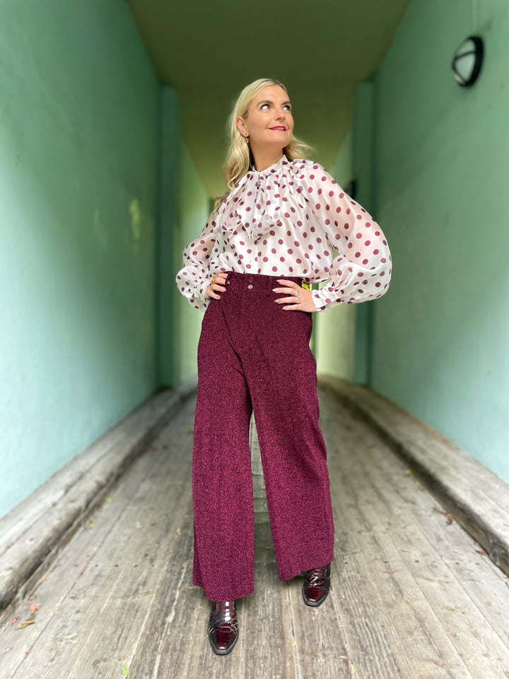 Cras Topper Ethel bluse - plomme prikker