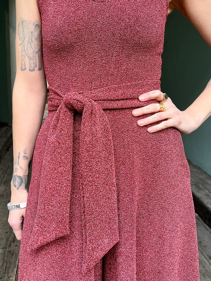 Dianas Vintage belter Belte av restestoff - rosa lurex