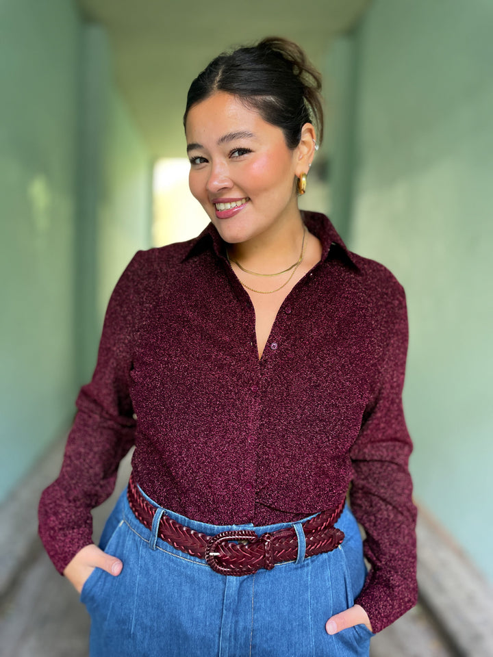 Dianas Vintage Bluser Liza shirt lurex - burgundy