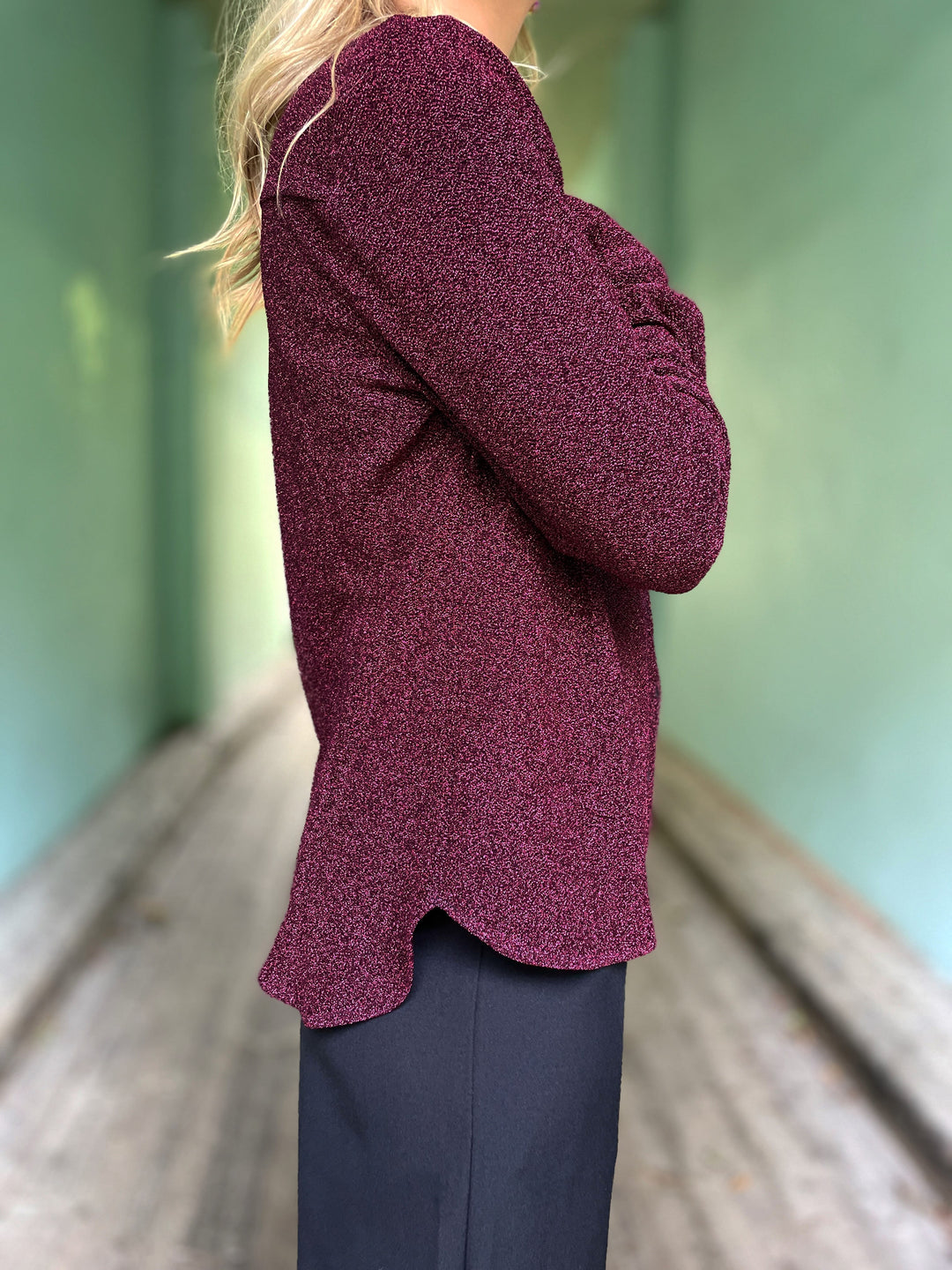 Dianas Vintage Bluser Liza shirt lurex - burgundy