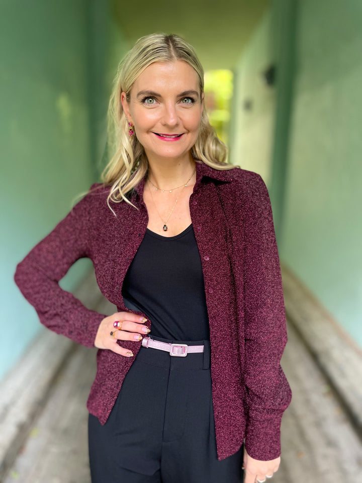 Dianas Vintage Bluser Liza shirt lurex - burgundy