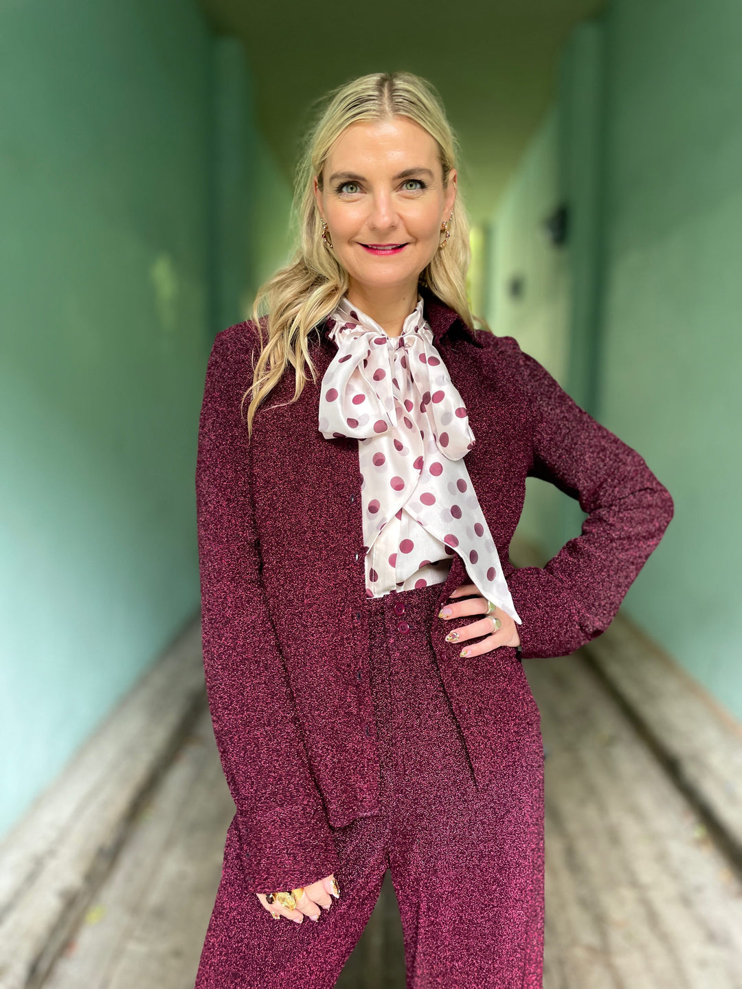 Dianas Vintage Bluser Liza shirt lurex - burgundy